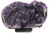 Wide Amethyst Geode Section With Metal Stand - Uruguay #121862-3